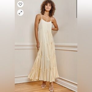 Dance in the daylight tiered maxi dress - light yellow